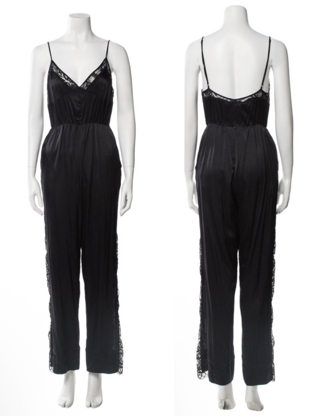 Fleur du Mal black floral  lace silk romper